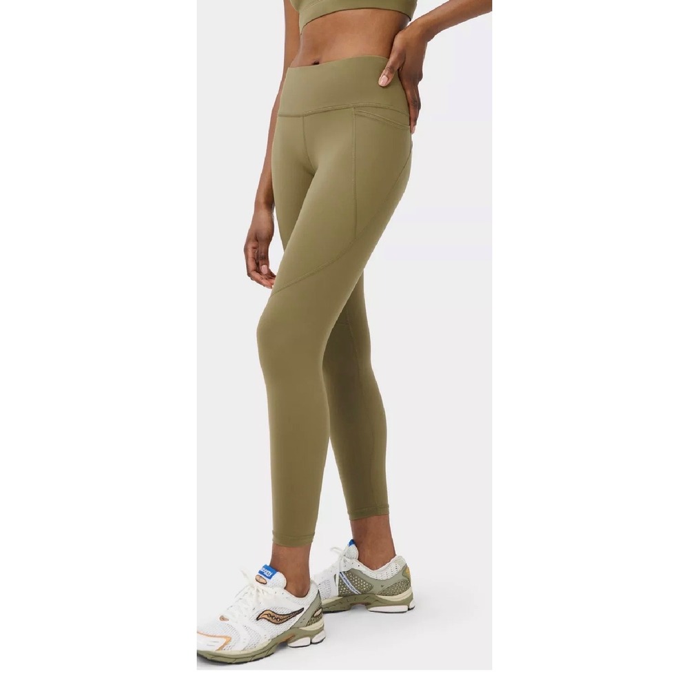 Sweaty Betty Power 7/8 Leggings Olive Green High Waist Pockets Womens US 12 L